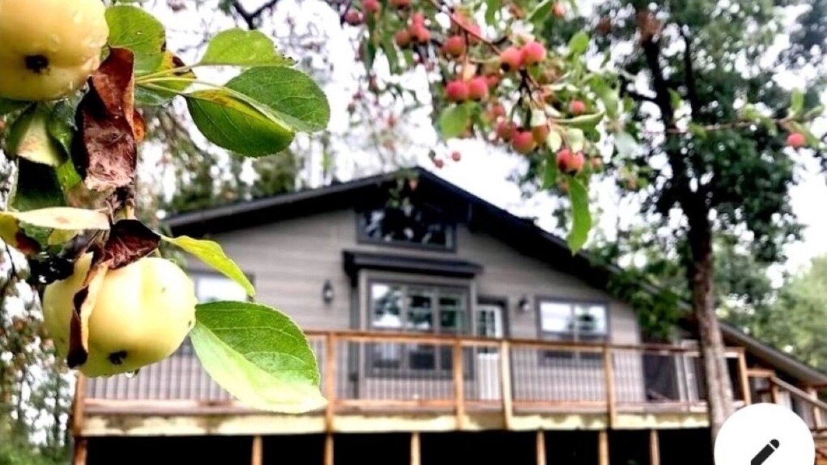 Quiet, serene accommodation with fire pit, lake view, screened-in sitting area.