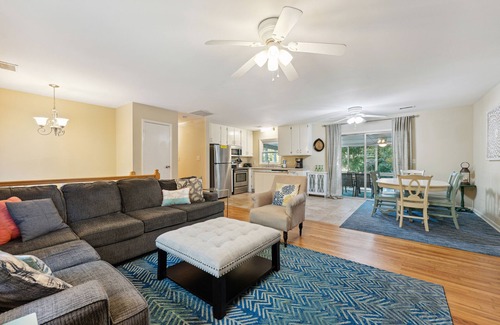 Folly Beach House | 1010 E Ashley -Two Living Rooms and Kitchens - Porch - Steps to the Beach!