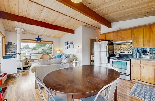 Neahkahnie Beach House | 2-story dog-friendly home with deck, gas grill, woodstove & ocean views