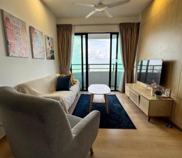 Tanjung Kling Apartment | 2BR Apartment - Beachfront - Corner Unit - Netflix - Unifi 300mbps - Mutiara Melaka Pantai Puteri