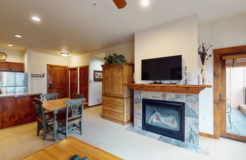 Peak 9 Condo | 2nd-floor condo with fireplace, pool & hot tubs - walk to lifts & downtown
