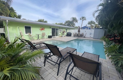 Holmes Beach House | 3 Bedroom, 2 Bath Ground Level with Heated Pool - Short walk to the beach.