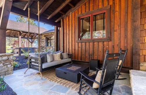 Blue Ridge House | 4000 sf cabin 5 king 2 queen beds with heated pool spa game room mountain views