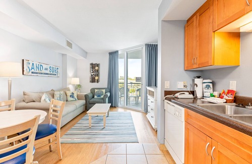 North Myrtle Beach Condo | 4th-floor condo with pool, Hot Tub, private W/D, marina view, & central AC