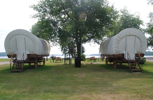 Vergas Cottage | A one of a kind stay in a Conestoga Covered wagon on the shores of Rose Lake
