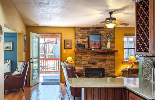 Ruidoso Cabin | A Stone's Thoreau-Riverfront Cabin: Hot Tub, Fireplace, Near Midtown