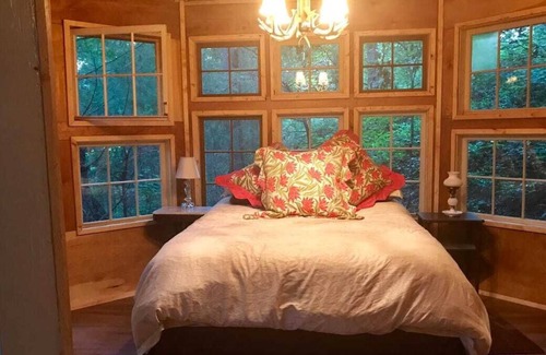 Suches House | Abbie's Waterfall Treehouse - Glamping with a Hot Tub, Cookshack, View from Bed