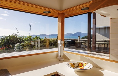 Raumati South House | Absolute Beach Front Luxury Holiday Home Swim Beach Spectacular Sunsets