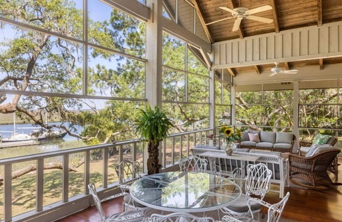 Rockville House | Adam's Creek Home, Deep Water on River and Wetlands with Floating Dock