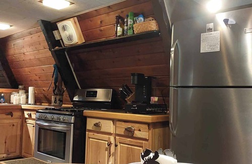 Ludington Cabin | AFrame Cabin w/Acreage-Hamlin Lake-Hot Tub-Kayaks-Firepit-Dogs okay! No Fees!