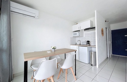 Le Barcares Apartment | Air-conditioned apartment for 4 with pool, terrace and sea view
