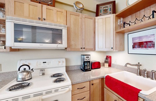 Taos Ski Valley Condo | Amazing condo with river & mountain views, hot tub, & wood-burning fireplace