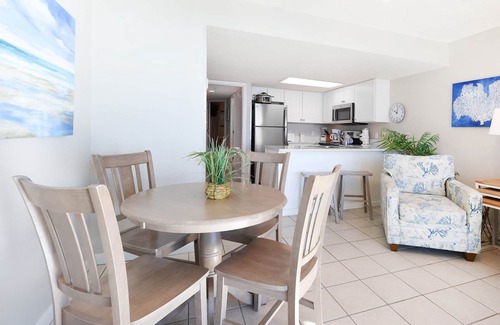 Gulf Shores Condo | AMAZING SUNRISE VIEW! Full Kitchen & Living Room! Corner Unit!