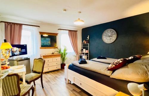 Malterdingen Apartment | Apartment Amelie - Zimmer mit TV, W-Lan, Mikrowelle und Kühlschrank, Bad mit Dusche