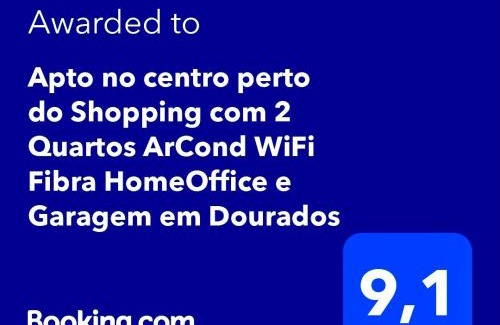 Centro Apartment | Apto no centro perto do Shopping com 2 Quartos de Casal ArCond WiFi Fibra HomeOffice e Garagem em Dourados