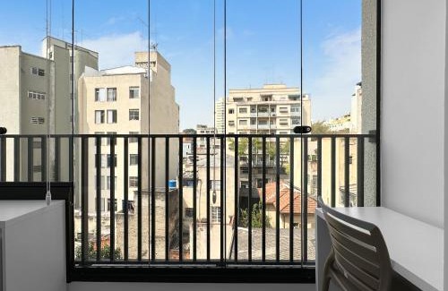 Bela Vista Apartment | Balcony Kitchen Studio Sírio Libanes Hospital
