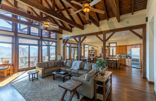 Banner Elk House | Banner Crest - MOUNTAIN LUXURY! Views, hot tub, Private Pool and Tennis Courts, Game Room!