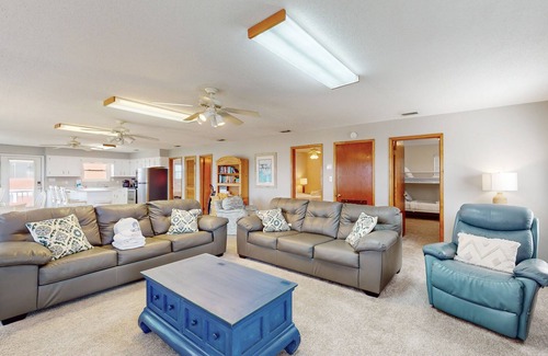 St. George Island House | Beach view home with a pool, hot tub, covered deck, washer/dryer & central AC