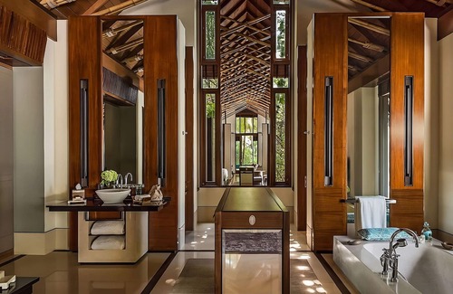 Reethi Rah Hotel | Beach Villa Two Queen Beds at One&Only Reethi Rah, Balcony With Beach View!