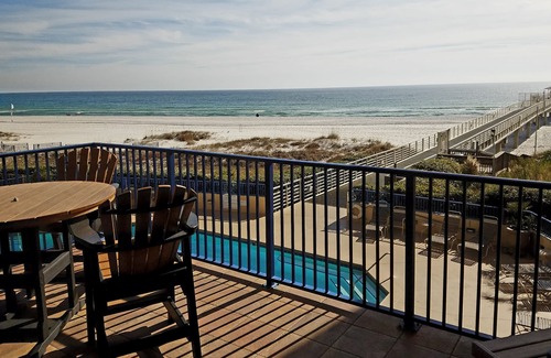 Orange Beach Condo | Beachfront Corner Unit with Private Fishing Pier, Four Seasons 201-W