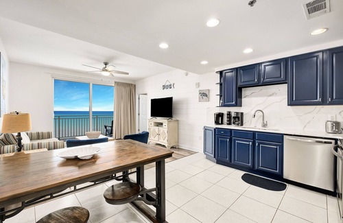 West Panama City Beach Condo | Beachfront! Lazy River/Water Park/Gulf front pool!