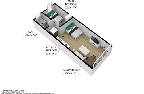 South Beach Apartment | Beachy 1 b/r, w/2 Queen Beds, On Ocean Drive Beach