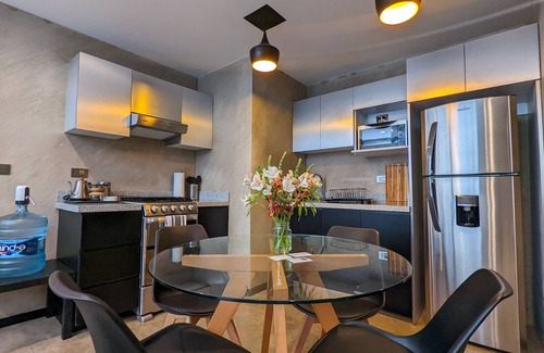 Escandon Apartment | Beautiful Business Condo in the heart of Condesa | Indoor waterfall