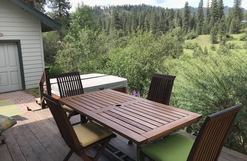 Garden Valley House | Beautiful mountain home with hot tub over looking Scriver Creek meadow.