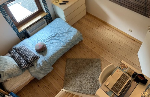 Verviers House | Bedroom and Small Private Bathroom
