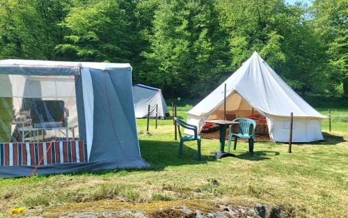 Saint-Michel-de-Montjoie Other | Bell tent one of three to rent fully equipped private equipped kitchen tents too