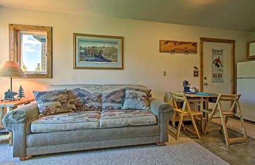 Big Sky Apartment | Big Sky Studio with Mountain Views, Less Than 1 Mi to Ski!