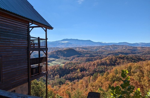 Sevierville Cabin | Breathtaking View, Free Wi-Fi, custom cabinets, private deck, 2 king suites