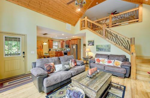 Bryson City House | Bright Bryson City Cabin with Fire Pit and Hot Tubs!