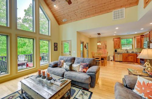Bryson City House | Bright Bryson City Cabin with Fire Pit and Hot Tubs!
