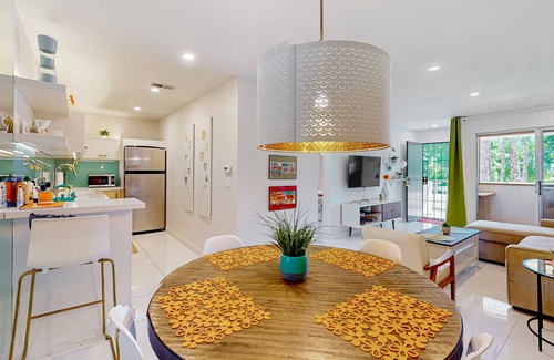 Racquet Club West Condo | Bright & modern dog-friendly oasis with pool, tennis courts, balcony, & A/C