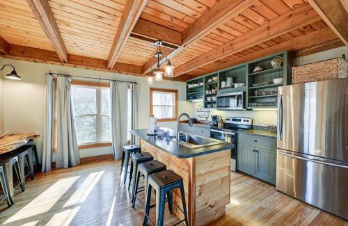 Bryson City House | Bryson City Cabin Deck and Mountain-View Hot Tub