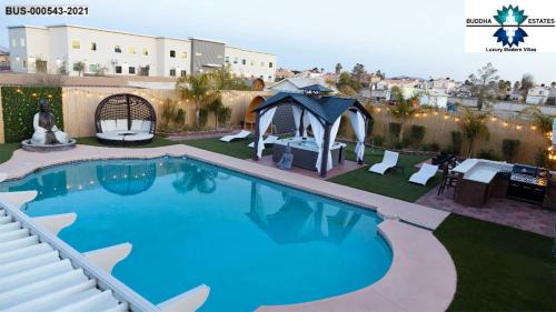 North Las Vegas House | Buddha Mansion Luxury Resort - 8BR Modern, HotTub, Huge pool, Sauna, BBQ grill, Game Room