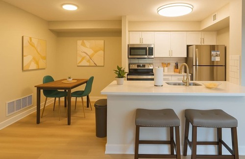 North Arlington Apartment | Calm 1BR King Retreat | Poolside Bliss w/Gym & Parking