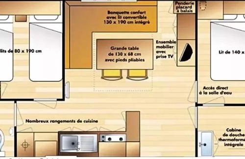 Les Ollieres-sur-Eyrieux House | Camping Le Mas De Champel **** - Mobile Home Standard 3 rooms 5 people