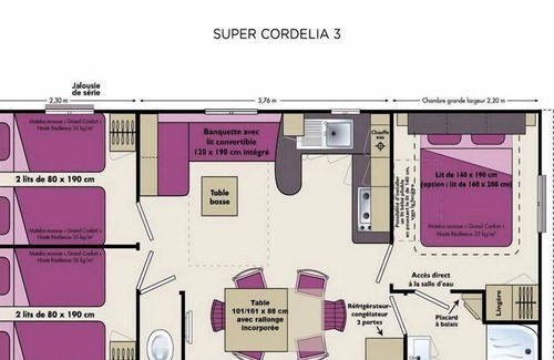 Saint-Aubin-sur-Scie House | Camping Flower Vitamin' **** - Mobile Home Super Cordelia 4 Rooms 6 People