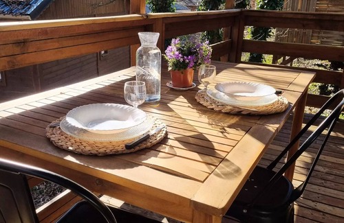Peyrignac Ski Chalet | Campsite LA GARENNE * - 11 The cosy cabanon " YOU AND ME "2 pers. one bedroom TV and covered terrace 2 people