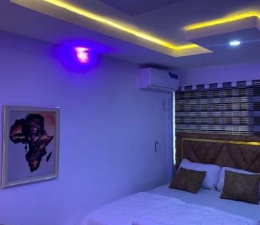 Abeokuta Apartment | Cee&Tee ABEOKUTA 1BR-247Electricity - Solar Inverter AC in bedroom