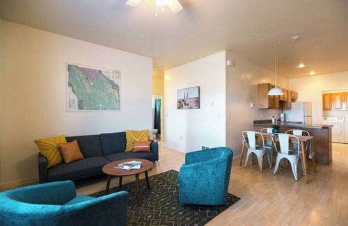 Evergreen House | Centrally-located two bedroom, two bathroom townhome with washer and dryer in a quiet neighborhood