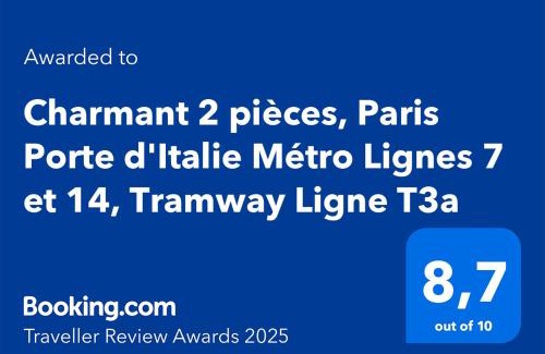 Le Kremlin-Bicetre Apartment | Charmant 2 pièces, Paris Porte d'Italie Métro Lignes 7 et 14, Tramway Ligne T3a
