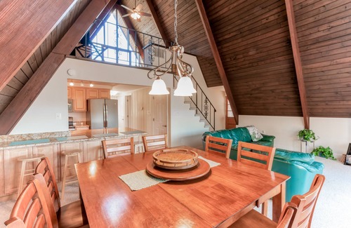 Bumpass House | Charming, lakefront A-frame with private dock, lakeside gazebo, spacious deck
