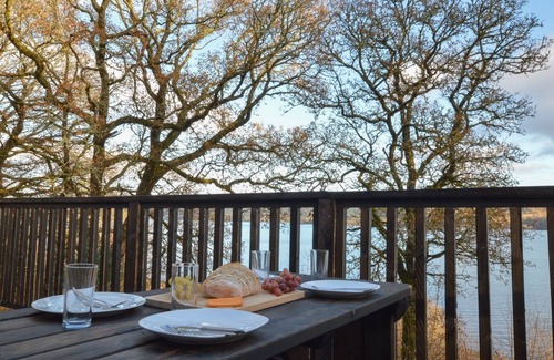 Taynuilt Cabin | Charming loch side log cabin with hot tub & stunning views across loch
