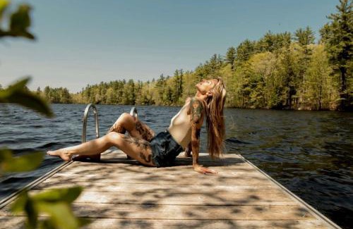 Springvale House | Charming Luxury Hobbit House with Private Hot Tub in Tranquil Woodlands on Littlefield Pond in Springvale, Maine