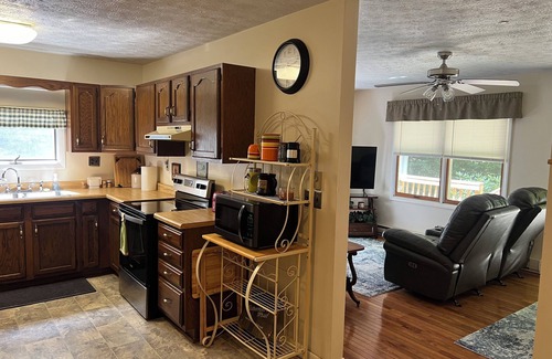 Elkins House | Charming riverfront home with beautiful views, hot tub and game room. Fishing!
