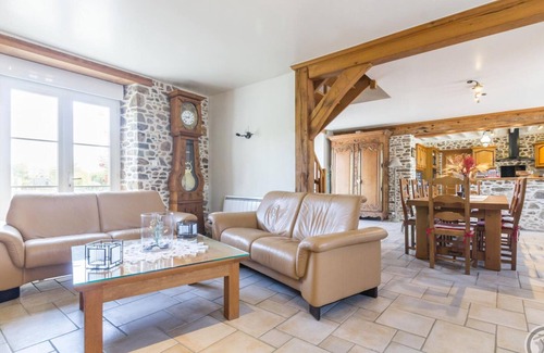Montsurvent Cottage | Charming Stone Cottage with Private Courtyard, Fishing Pond, and Near the Beach
