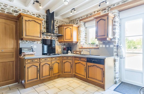 Montsurvent Cottage | Charming Stone Cottage with Private Courtyard, Fishing Pond, and Near the Beach